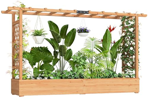 Outsunny Jardinière Surélevée avec Treillis Supérieur et Latéral, Extérieur