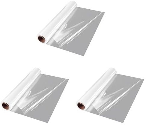 Ynusgeyx 3X Rouleau D'Emballage en Cellophane Transparent de 100 Pieds, Papier D'Emballage Transparent Extra Large de 34 Pouces X 100 Pieds, Papier de Cellophane Transparent plus Épais