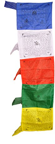 Dharma Store – 50 Banderas de oración tibetanas, banderas de plegaria budista, para aumentar la fortuna, la felicidad, la longevidad y la prosperidad, Traditional Vertical