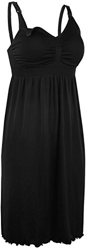 iLoveSIA Women’s Seamless Maternity Nursing Dress Breastfeeding Nightdress Build in Bra Nightgown Black Size XXL
