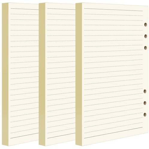 FANDAMEI 3 Pack A5 Refills Paper - 270 Pages/135 Sheets A5 Insert Ruled Lined Paper, 6 Hole Loose Leaf Punched Paper Refill for Diary Notebook, A5 Refillable Planner for School Office Travel