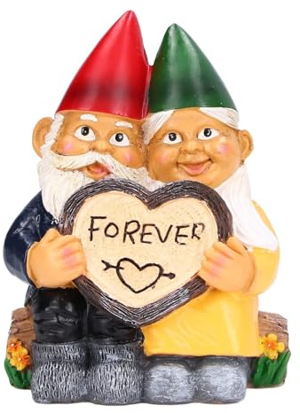 Garden Gnome Couple, Cute Garden Gnomes Figurine in Love Collectible Growing Resin Old Together Mr and Mrs Statue Gnomes Garden Ornaments Garden Gnomes Outdoor for Patio Garden Lawn Decor