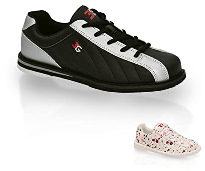 Bowlingskor | 3G | Kicks – sportig modern sko för kvinnor, män och barn, silver svart, 46 EU