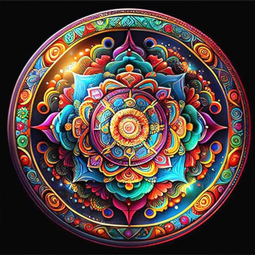 Huacan Diamond Painting, 5D DIY Diamant Painting Kit Complet Mandala, Peinture Diamant Artisanat Strass Painting pour Adultes 25x25cm