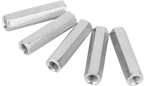 5Pcs/Set M8*50 Hex Coupling Nut Thread Nut Threaded Rod Connector Hex Sleeve Nut Wear-Resistant Long Rod Nuts for Bolts