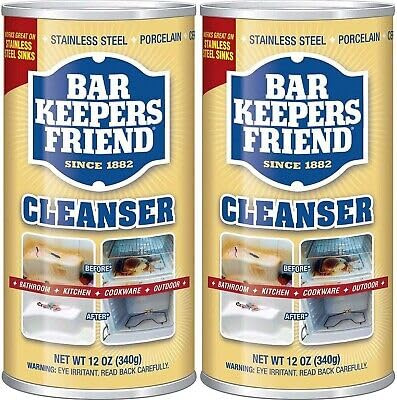 2x Bar Keepers Friend Powder (595 grams each) works as a cleaner for Sinks, Rust, Pans and stainless steel sinks.