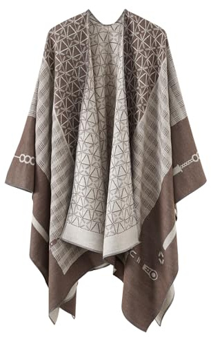 Zetieny Poncho Femme Châle Wrap Finement Drapé Tricoté Cape Cardigan Imprimé Hiver Grand Taille Écharpe Chaud