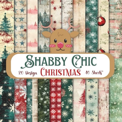 Shabby Chic Christmas Scrapbook Paper Craft Pad: 20 Vintage X'mas Designs, 40 Double-Side Sheets (2 Sheets Per Design). 8.5x8.5 Size Scrapbooking ... Gift Wrapping, Collage, Cardstock & More