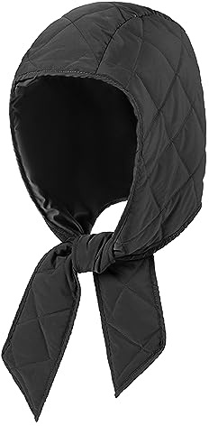 Aisi Women Winter Down Hood Hat Windproof Hooded Scarf Warm Balaclava Skull Cap Beanie Hat Solid Black