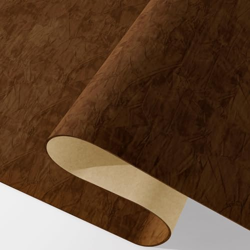 Decotalk Self-Adhesive Velvet Fabric Wallpaper Brown 60 x 300 cm Wall Film Self-Adhesive Furniture Fabric Look Decorative Film Furniture Film Self-Adhesive Walls Wallpaper for Bedroom Living Room