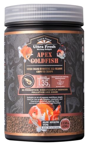Ultra Fresh Apex Goldfish Color Boosting Crisps, Color Boosting Premium All Natural Ingredients Goldfish Fish Food, Slow Sinking, 15 oz