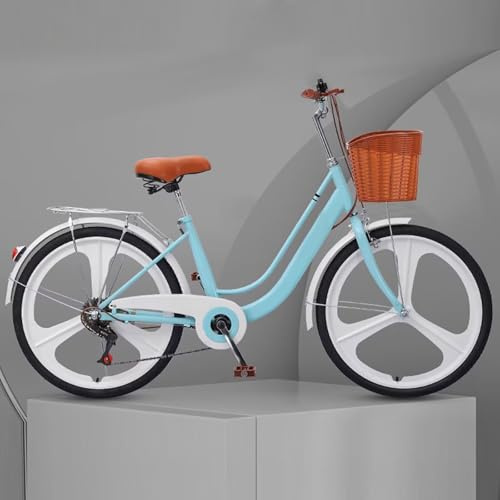 LSQXSS Bicicletas híbridas de 7 velocidades,Bicicleta Urbana con Cuadro de Paso bajo,Bicicletas tándem,portaequipajes Trasero,Bicicletas urbanas cómodas con Pedales,Frenos Delanteros y Traseros