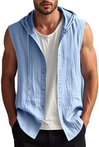 Gilet in Lino da Uomo, Senza Maniche Giacca Gilet Estivo da Uomo retrò Casual Piatto Gilet in Lino Solido Slim Fit alla Moda Scollo a V per Matrimoni E Feste Gilet Uomo Vintage Panciotto Casual