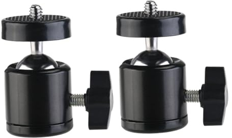 NIYANGLE Cabezal de Trípode Profesional de Metal Bloqueo Rápido y Perilla Grande para Cámara y Monitor, Accesorio de Soporte Negro, Paquete de 2 Piezas
