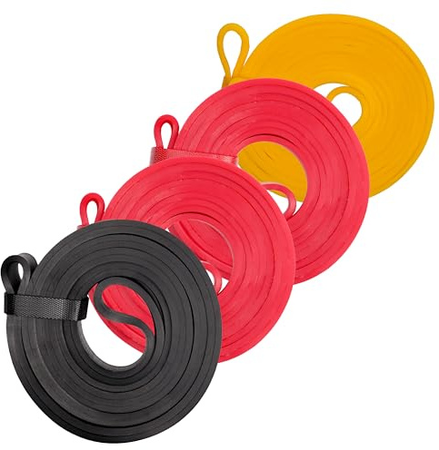Elastici Fitness Set 4 Livelli di Resistenza, Bande Elastiche per Allenamento, Riabilitazione e Stretching, Palestra Casa, Corpo Libero, Pilates e Fisioterapia