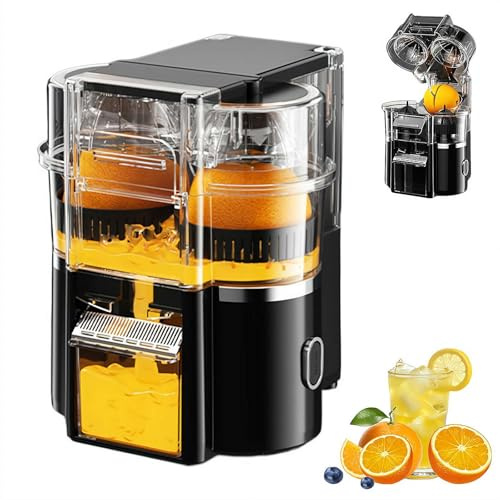 Exprimidor eléctrico de naranja, exprimidor de cítricos, 500 ml, doble máquina de jugo de cítricos con potente motor de 18000 rpm, máquinas extractoras silenciosas de jugo de naranja de acero