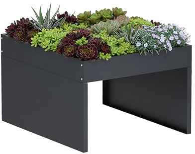 Sillar Garage pour Robot de Tonte avec bac à Plantes- Garage en métal résistant aux intempéries, Protection Contre Le Vent et Les UV, abri Jardin pour Tondeuse à Gazon, Anthracite, 70×60×42,2cm