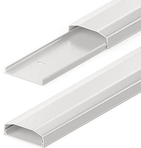 deleyCON Conduit de Câble Goulotte de Distribution Universal Câblage Facile de Câbles et Fils PVC de Grande Qualité Longueur 100cm Largeur 6cm Hauteur 2cm - Blanc