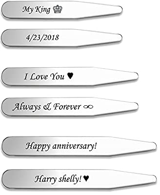 Personalized Master Free Engraving Custom 6-12pcs 3 Sizes Stainless Steel Collar Stays Mens Dress Shirt Bones Stiffeners+Gift Box
