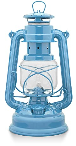 Feuerhand Sturmlaterne Baby Special 276 - Made in Germany seit 1893 - Petroleumlampe aus pulverbeschichtetem Stahl und bruchsicherem Glas - Pastell-Blau