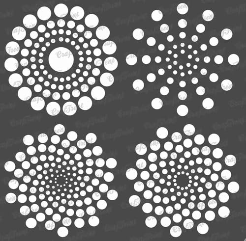 CrafTreat Reusable Dot Mandala Stencils 6x6 Inch for Painting on Wood, Canvas, Paper, Fabric, Floor, Wall and Tile - Dot Mandala Basics - DIY Art and Craft Stencils - Dots Spiral Stencil
