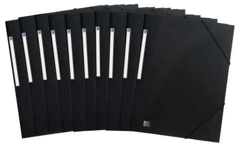 Oxford Eckspannermappe A4, Kunststoff, mit Gummiband, schwarz, 10 Stück