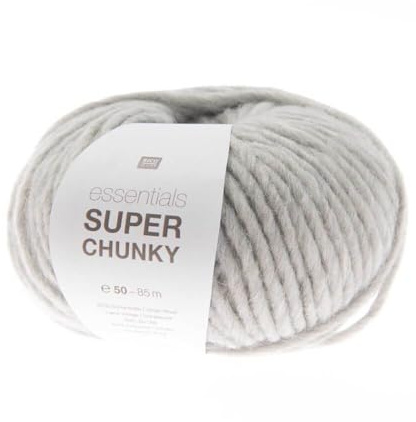 Rico essentials Super Chunky Wolle 50g ~ 80m, Farbe 9 grau, dicke Wolle Stricken Häkeln Nadelstärke 7 mm