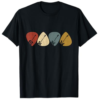 Cadeau Guitariste Vintage rétro, médiator de Guitare T-Shirt