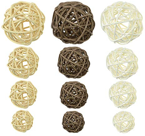 Anyasen Rattankugeln 21 Stück Dekokugeln Rattan Gemischte Rattan-Kugeln Weidenkugeln Vasenfüller, für Vasen Hochzeit Geburtstag Party Tischdekoration Kunsthandwerk und Kindergarten-Dekoration