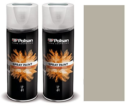 Polisan Spray Paint | Pebble Grey | Perfect for Radiator, Plastic, Fabric, Metal, Wood, Bike, Marking | 2 x 400ml | RAL 7032 | Double Pack