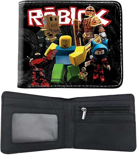 IQEPXTGO Roblox Cartoni Animati Portafoglio Bifold Portamonete Bifold Wallet Borsellino Modello Bambino Pieghevole In Pelle Pu Carte e Tasca Monete Per Regalo Compleanno
