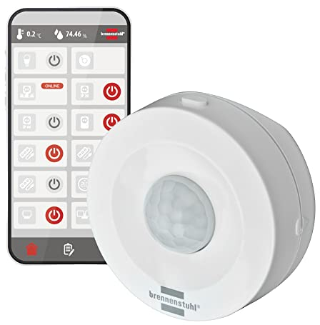 Brennenstuhl Connect Zigbee Bewegungsmelder BM CZ 01 (smarte Bewegungserkennung, Alarm- und Lichtfunktion, Benachrichtigung aufs Handy, für den Innenbereich, Smart Home, kostenlose App)