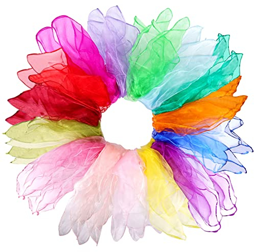 30 Pcs Jongliertücher - Tanz Tücher, Chiffontücher Bunt Jonglier Schals Square Dance Tanztücher Bunt Jongliertücher Gymnastiktücher Party-aktivitäten Zubehör Dekoration60cm