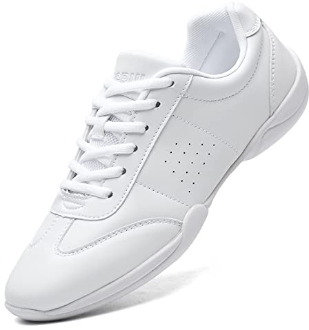 ZVC Zapatos de animación para niñas, zapatos blancos de animadora para mujer, tenis de animación para jóvenes y niños, Blanco-pu-adulto, 40 EU