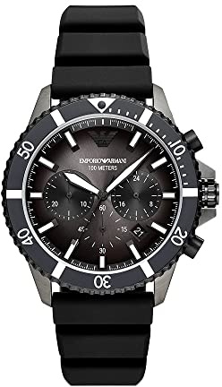 Emporio Armani Montre pour Hommes, Mouvement chronographe à Quartz et boîtier de 43mm avec Bracelet en Silicone
