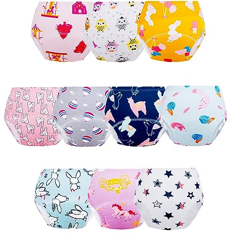 Cogindss Xmrlvn Pantaloni da addestramento per Bambini Biancheria Intima per addestramento vasino per Ragazza, 2-3 Anni, Confezione da 10,Clásico