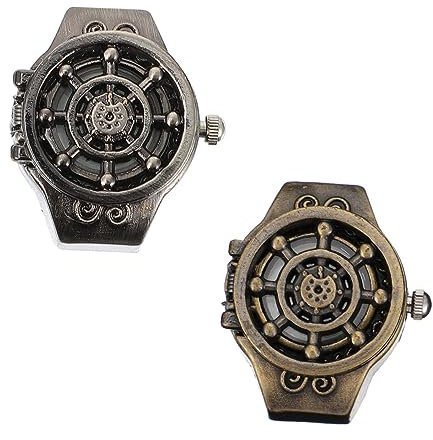 GALPADA 2st Geisterkopf-ringuhr Digitaluhr Für Frauen Finger Ringuhren Unisex-ringuhr Aufklappbarer Daumenringe Für Frauen Uhren Zinklegierung Und Frauen Böhmen