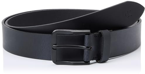 Calvin Klein Jeans Ceinture Homme Classic Flat Cuir, Noir (Black/Black), 115 cm