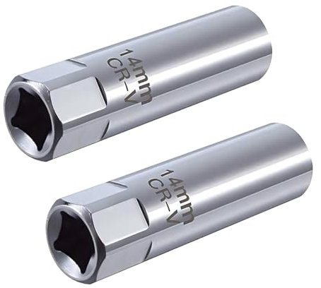 JNNJ 2 Stück Zündkerzenschlüssel, Zündkerzensteckschlüssel 12-Punkt dünnwandig, Zündkerzenschlüssel-Entferner-Installer-Werkzeugsatz, Für Die Meisten Fahrzeuge(14mm)