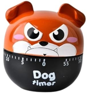 LIFKOME Temporizador De Cocina Mecánico Forma De Perro Pequeño Marrón, Carcasa Plástica, Alarma Audible, para Cocina, Hogar y Actividades Infantiles, Diseño Compacto y Fácil Manejo