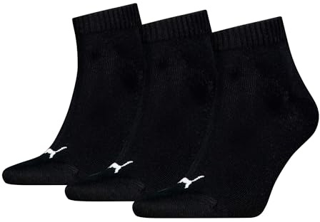 PUMA Unisex Plain Quarter 3-pack, svart, 43-46