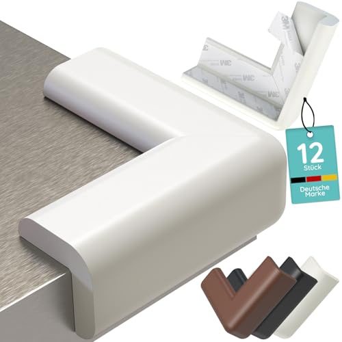 Paraspigoli per bambini, 12 pezzi, in schiuma extra morbida, protezione bordi del tavolo, per bambini, protezione autoadesiva per angoli del tavolo (bianco)