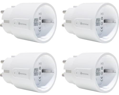 KETOTEK Mini Prise Connectée WiFi, Mesure de Consommation Électrique, Prise intelligente compatible avec Alexa, Google Assistant, APP Contrôle, Horaires et Minuterie