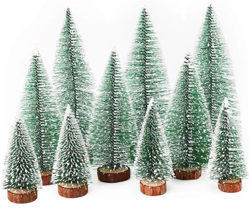 10 stycken julgran mini konstgjord, 3 storlekar miniatyr gran liten julgran mini julgran konstgjord julgran dekoration 10/15/20 cm