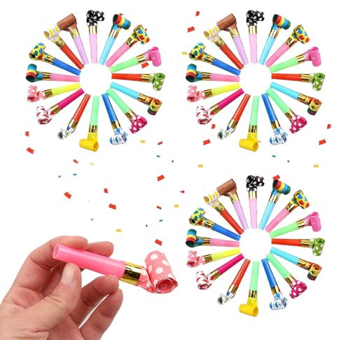 50 Pcs Party Blowers, Party Blowers for Kids, Party Noise Generator, Party Supplies for Birthday Party, Anniversary, Graduation, Wedding, Christmas (Random Color)