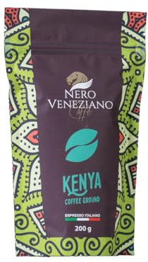Nero Veneziano Kenya, Caffè Macinato MOKA, Confezione da 200 g