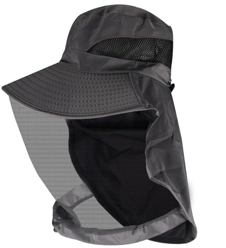 QESSUVNC Midge Nets for Head,Mosquito Head-Net,Face Cover Mask, Midgie Protection, Safari, Quick Dry, Wide Brim, Sun Protection For Outdoor Hiking, Camping, Gardening, Fisherman's Hat