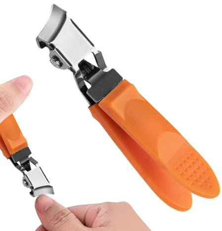 ZFFAFUR Heavy Duty Nail Clippers for Thick Nails, Curved Slanted Nail Clippers, Wide Jaw Opening Anti-Splash Slanted Nail Clipper, Nail Care, Pedicure Tools for Adults Men Women Seniors