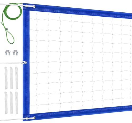 Rete da pallavolo professionale per esterni, resistente, resistente per tutte le stagioni, 10 occhielli, bordi in nylon 600D ispessiti, doppia cucitura, corda metallica estesa per aerei, per cortile