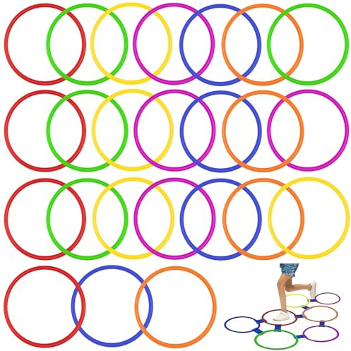 Mototo 24 Pack Agility Rings 15 Inch Speed Training Hopscotch Rings Plastic Circle Jumping Hoops Agility Hurdles for Athlete Exercise Soccer Football Gymnastics Games Practice Footwork Training